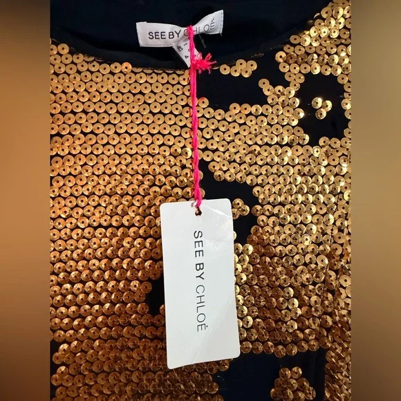 See By Chloe Gold and Black Mini Dress - Picture 6 of 9